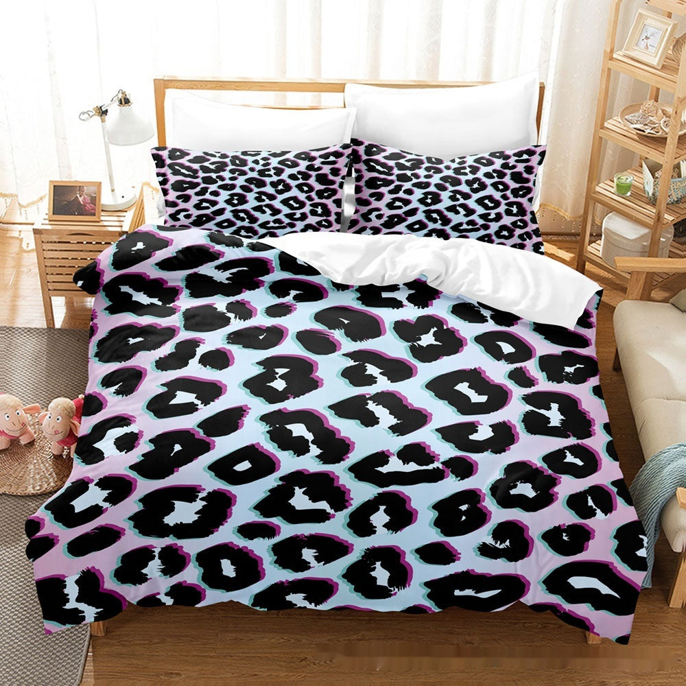 Printed Home Textile Animal Fur Grain Duvet Cover Pillowcase Three-piece Set