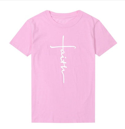 Faith cross women cotton t-shirt tops tee shirt loose tops