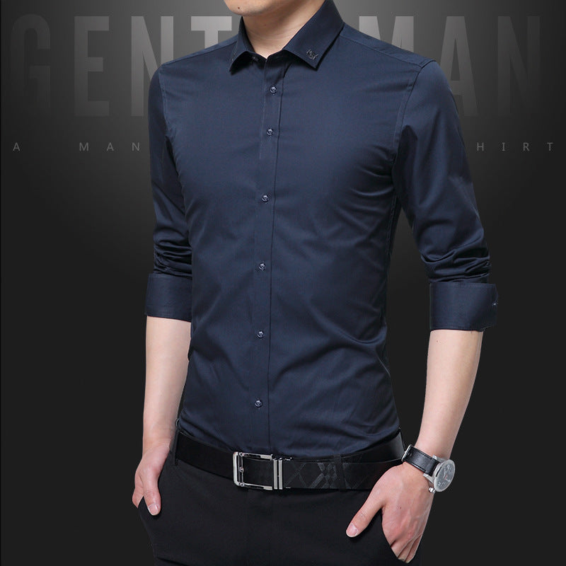 Men's Long Sleeved Shirts Solid Color Men's Shirts Personalized Business Shirts