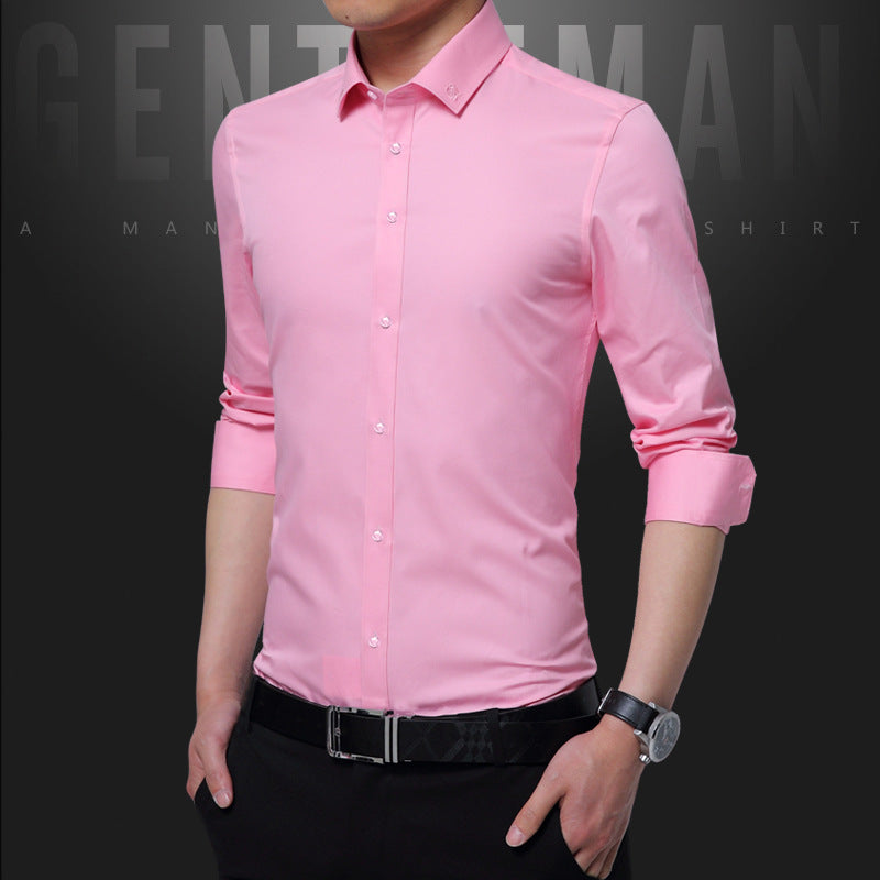 Men's Long Sleeved Shirts Solid Color Men's Shirts Personalized Business Shirts