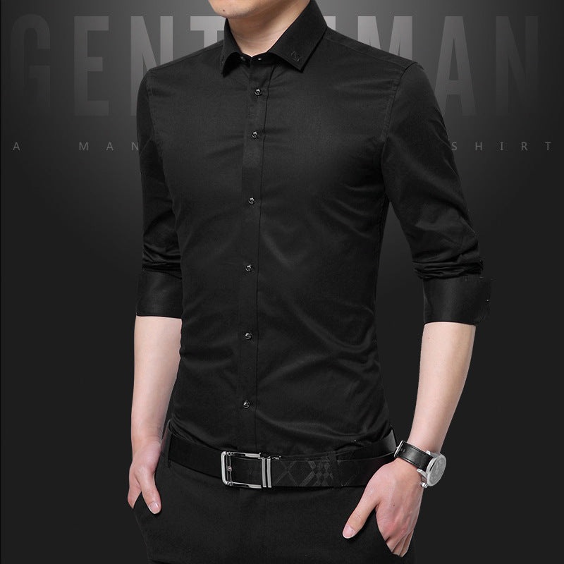 Men's Long Sleeved Shirts Solid Color Men's Shirts Personalized Business Shirts