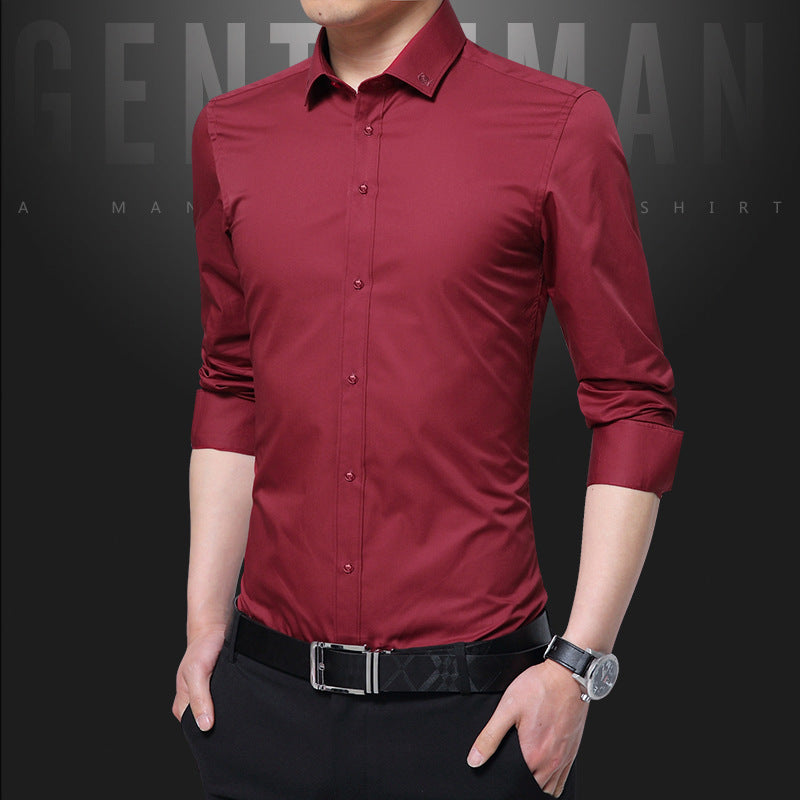 Men's Long Sleeved Shirts Solid Color Men's Shirts Personalized Business Shirts