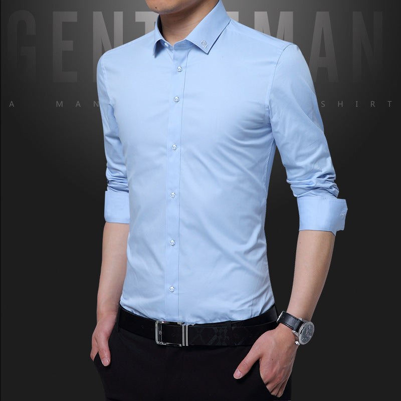 Men's Long Sleeved Shirts Solid Color Men's Shirts Personalized Business Shirts