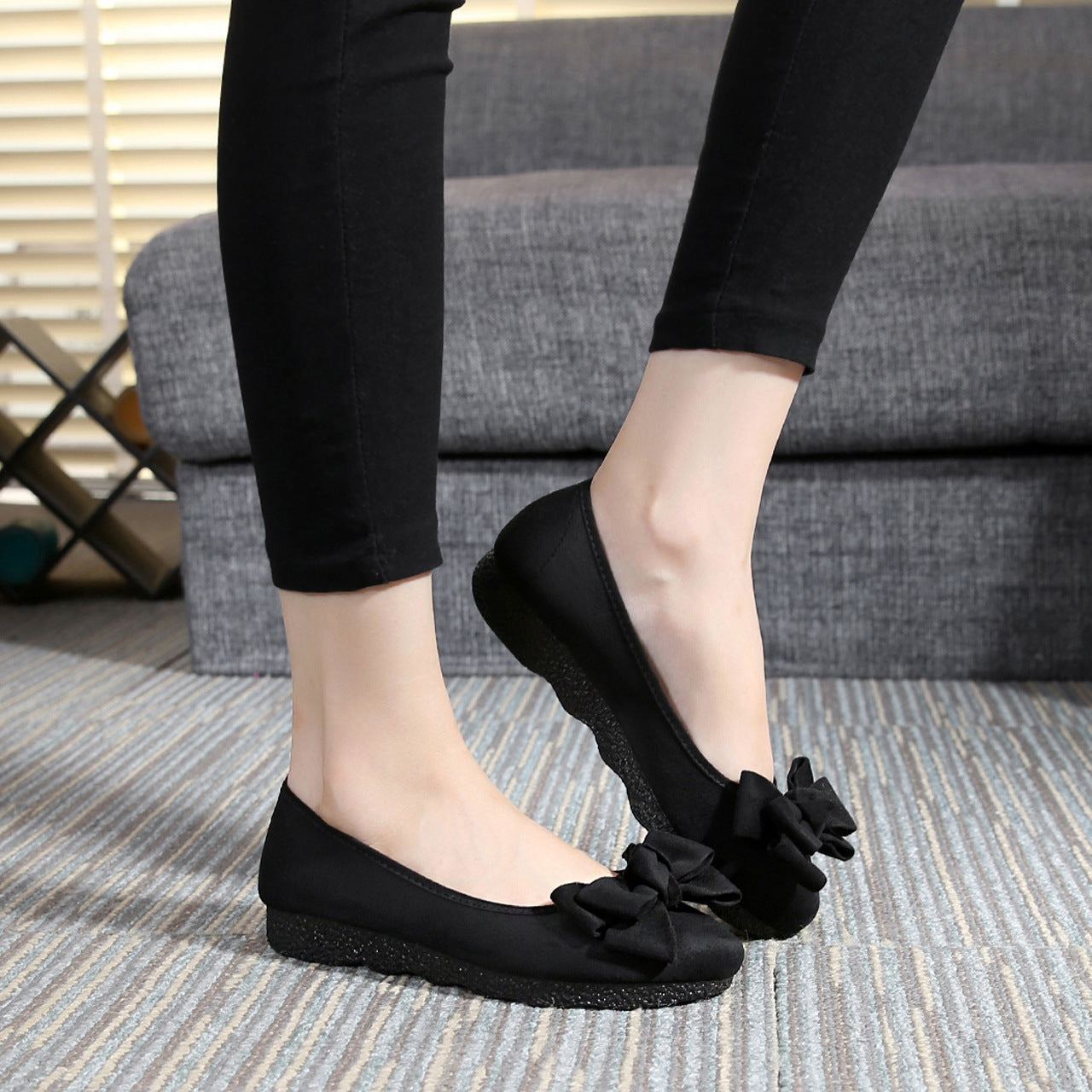 Womens flats Shoes ballet Slip On Bow Round Toe  Ballerina