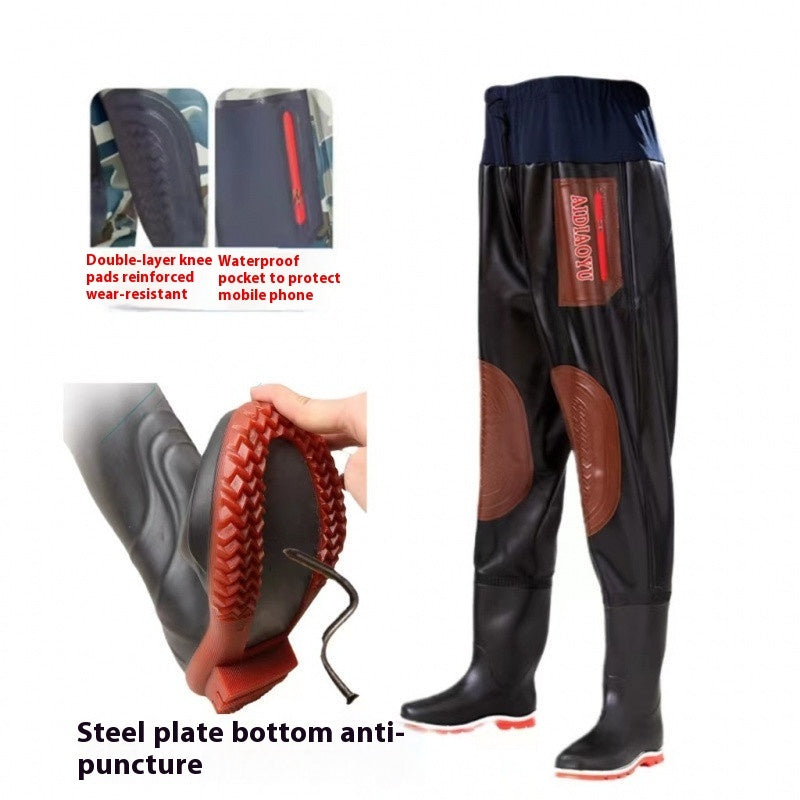 Men's Anti-piercing Thickened One-piece Fish Pants