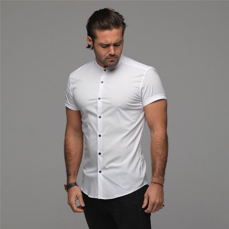 New Summer Shirt  Fitness Clothing Cotton Tops Short Sleeve Sports Shirts Brand Mens Short Cool Casual Fashion Breathable Shirt