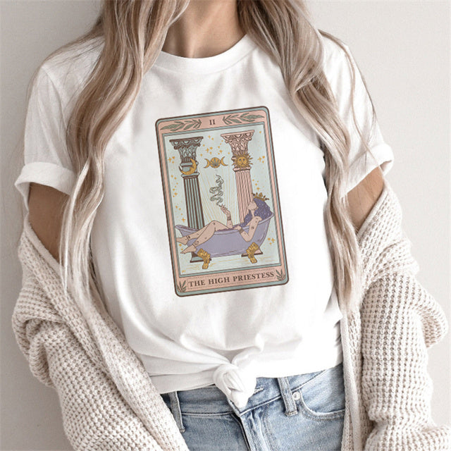 Fashion Tarot Women Print T-shirts Female Cartoon Tops