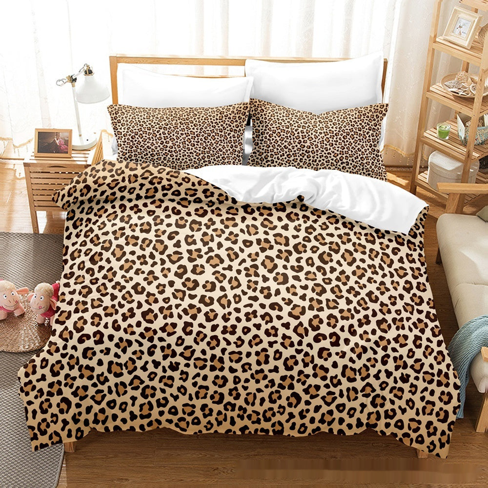 Printed Home Textile Animal Fur Grain Duvet Cover Pillowcase Three-piece Set