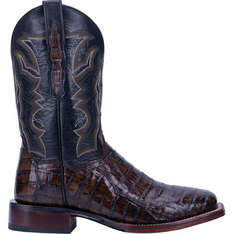 Men's Retro Square Head Embroidered Mid-calf Split Casual Wild Boots