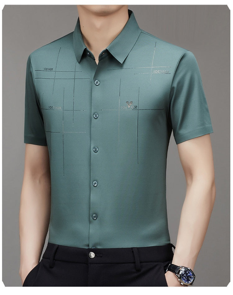 Summer New Men's Short-sleeved Shirt Seamless Business Shirt