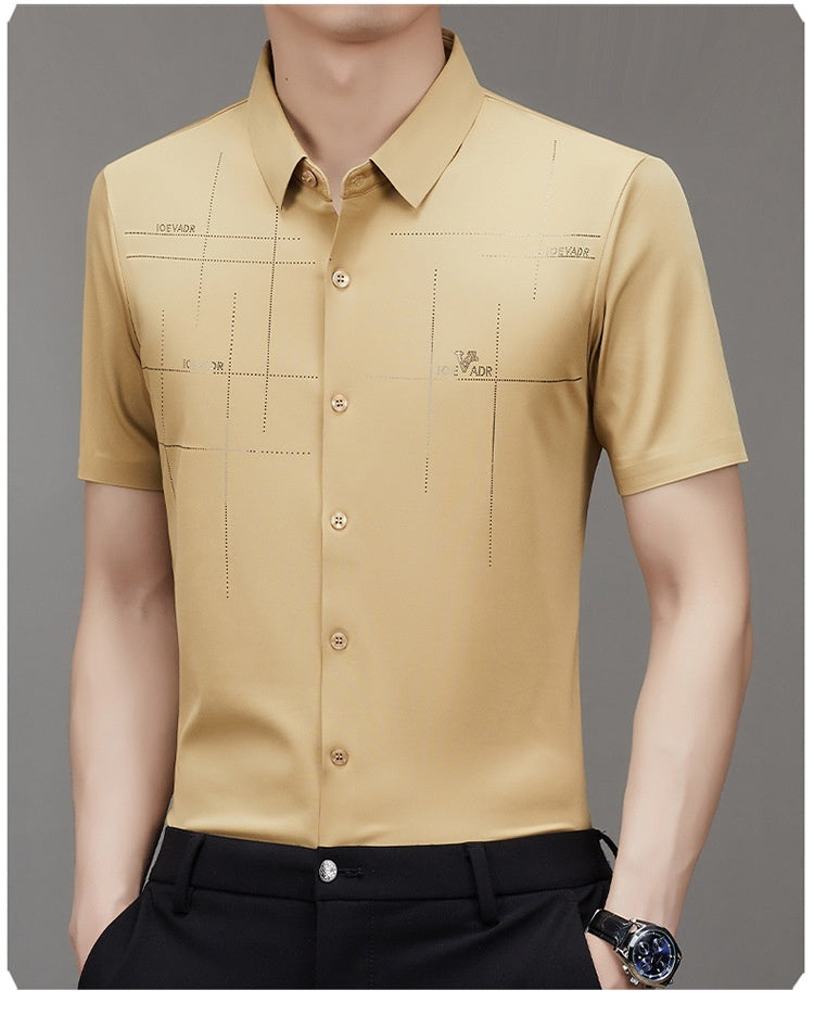 Summer New Men's Short-sleeved Shirt Seamless Business Shirt