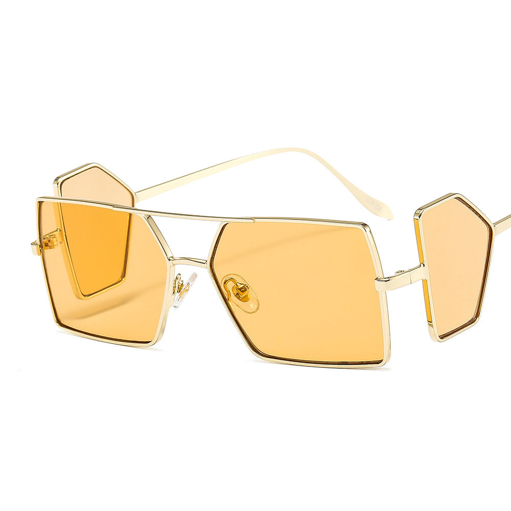 Male And Female Personality Metal Side Blocking Lens Square Sunglasses