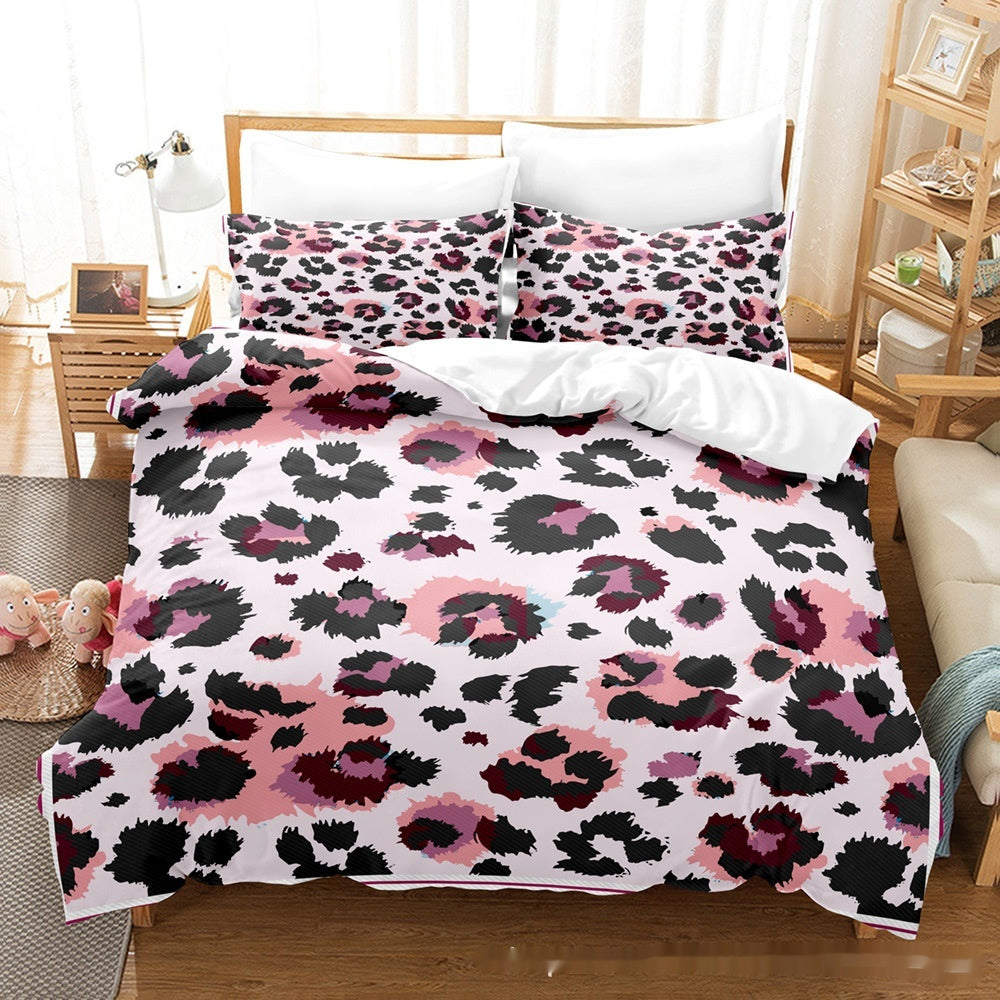 Printed Home Textile Animal Fur Grain Duvet Cover Pillowcase Three-piece Set