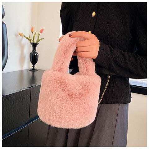 Plush Bag High-grade Thick Autumn And Winter Hand Bucket Bag