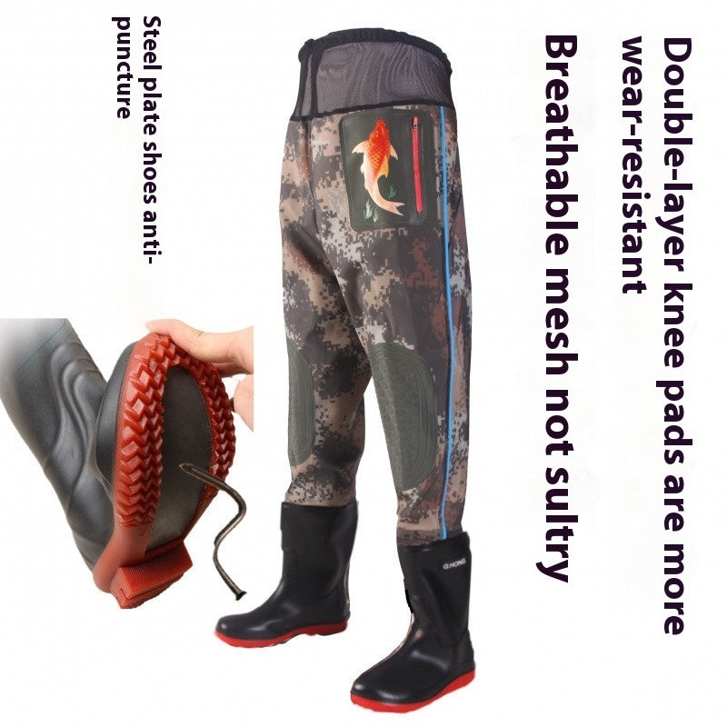 Men's Anti-piercing Thickened One-piece Fish Pants