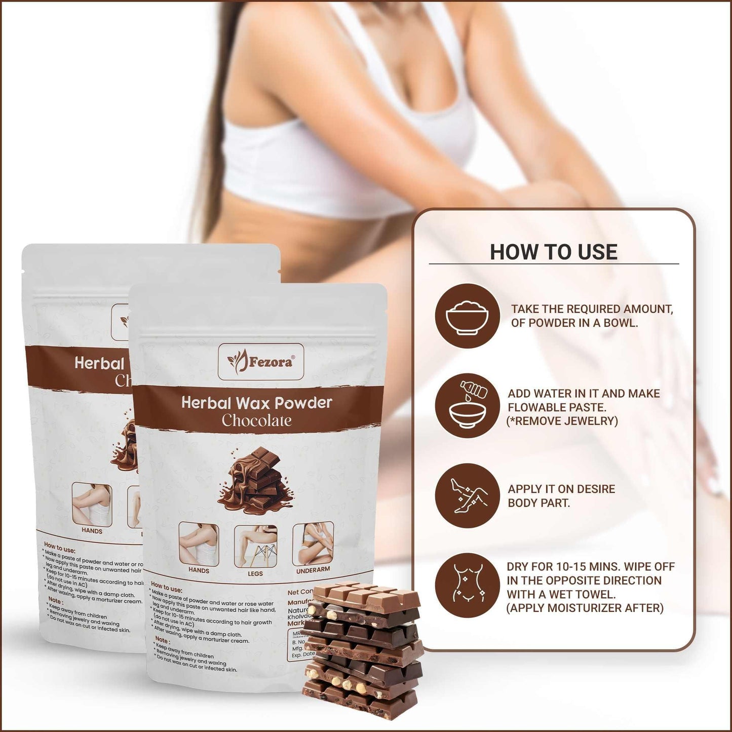 Fezora Chocolate Wax Powder For Hair Removal 100g (Pack of 2)