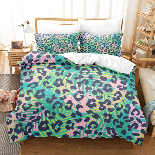 Printed Home Textile Animal Fur Grain Duvet Cover Pillowcase Three-piece Set