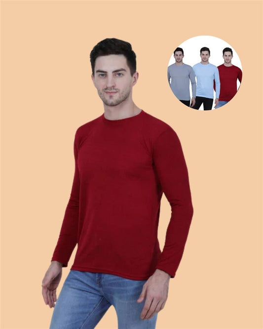 Men's Cotton Round Neck Full Sleeves Stylish Tshirt (Pack of 3)