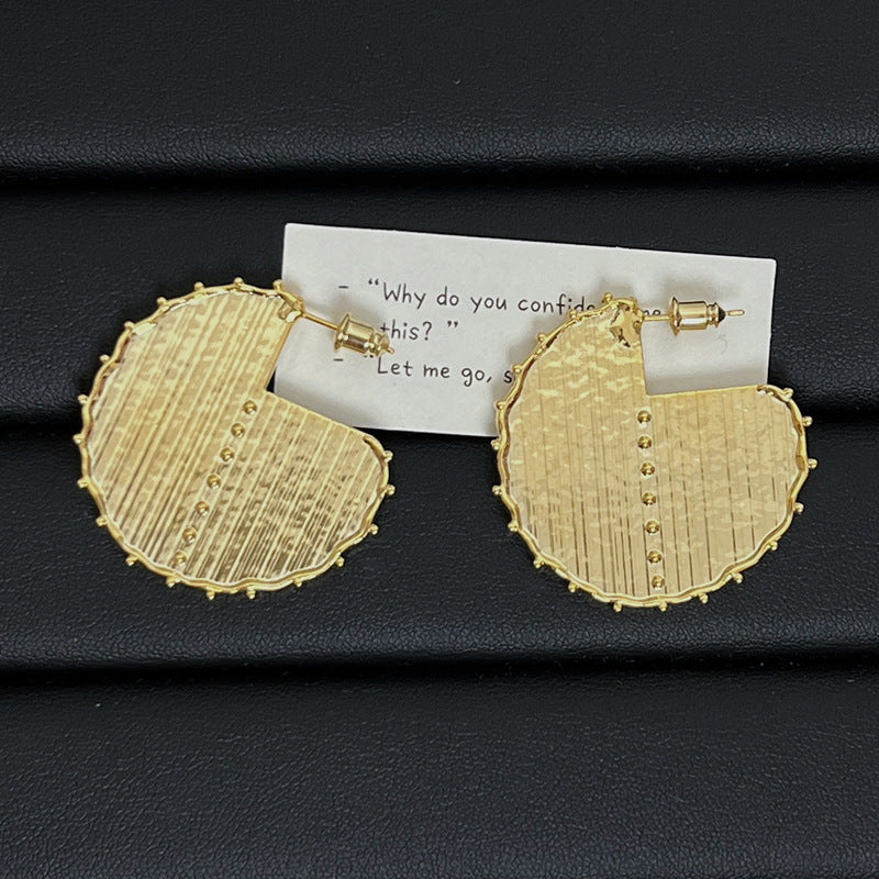 French Style European And American Retro Design Earrings Women's Handmade Irregular Texture