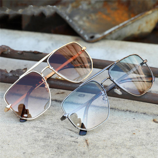 Men's Double Bridge Gradient Cut Sunglasses