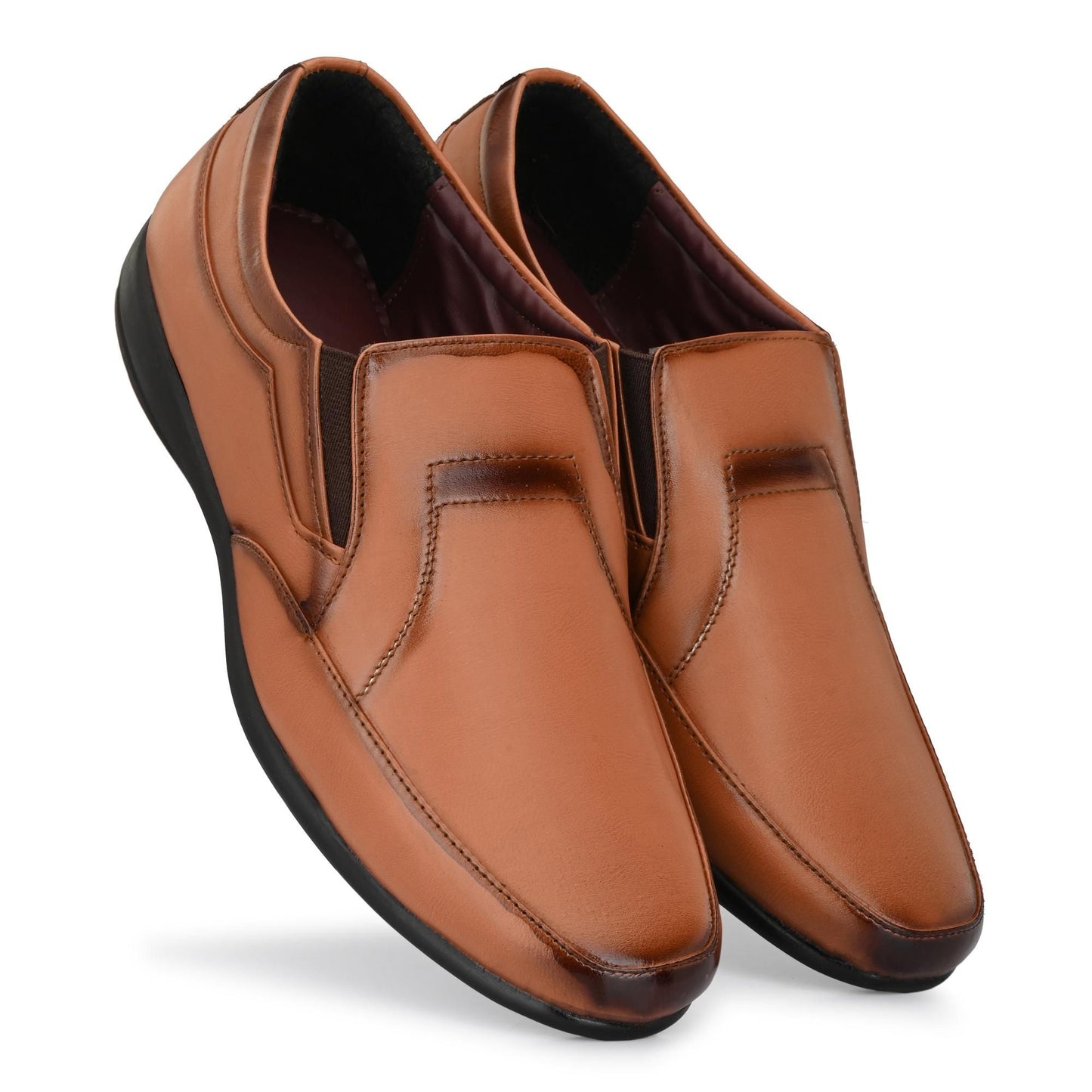 Men's Tan Formal Synthetic Leather Loafers