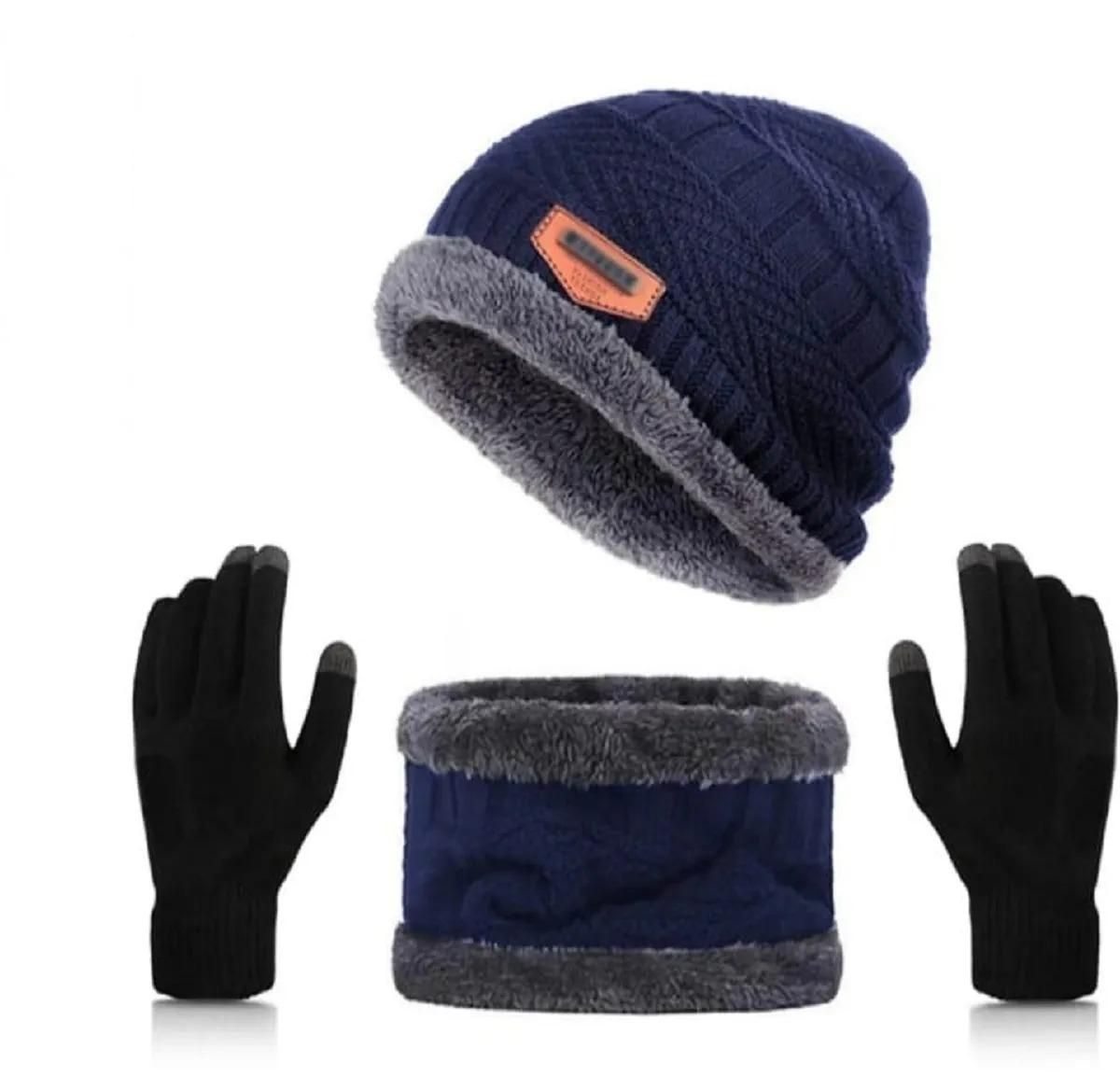 Unisex Woolen Winter Cap Gloves & Neck Muffler