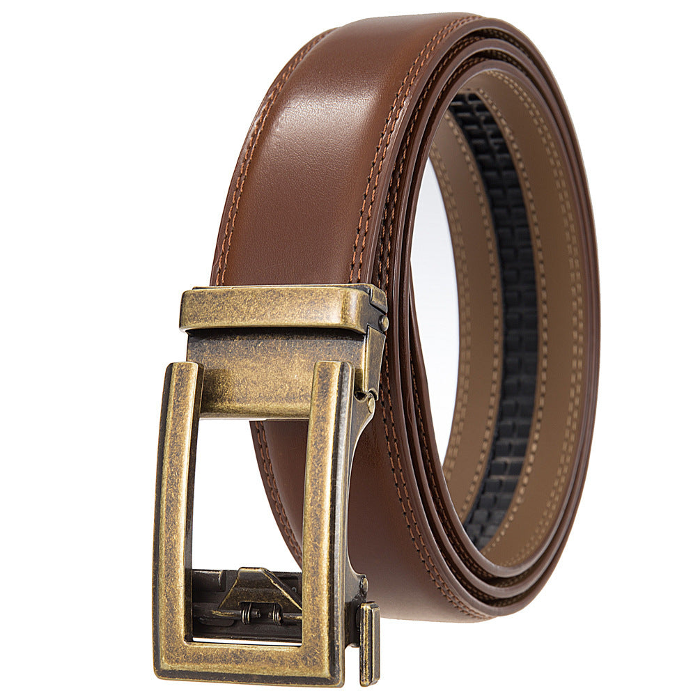 Antique Cowhide Men's Leather Belt Casual Business Comfort Click Belt