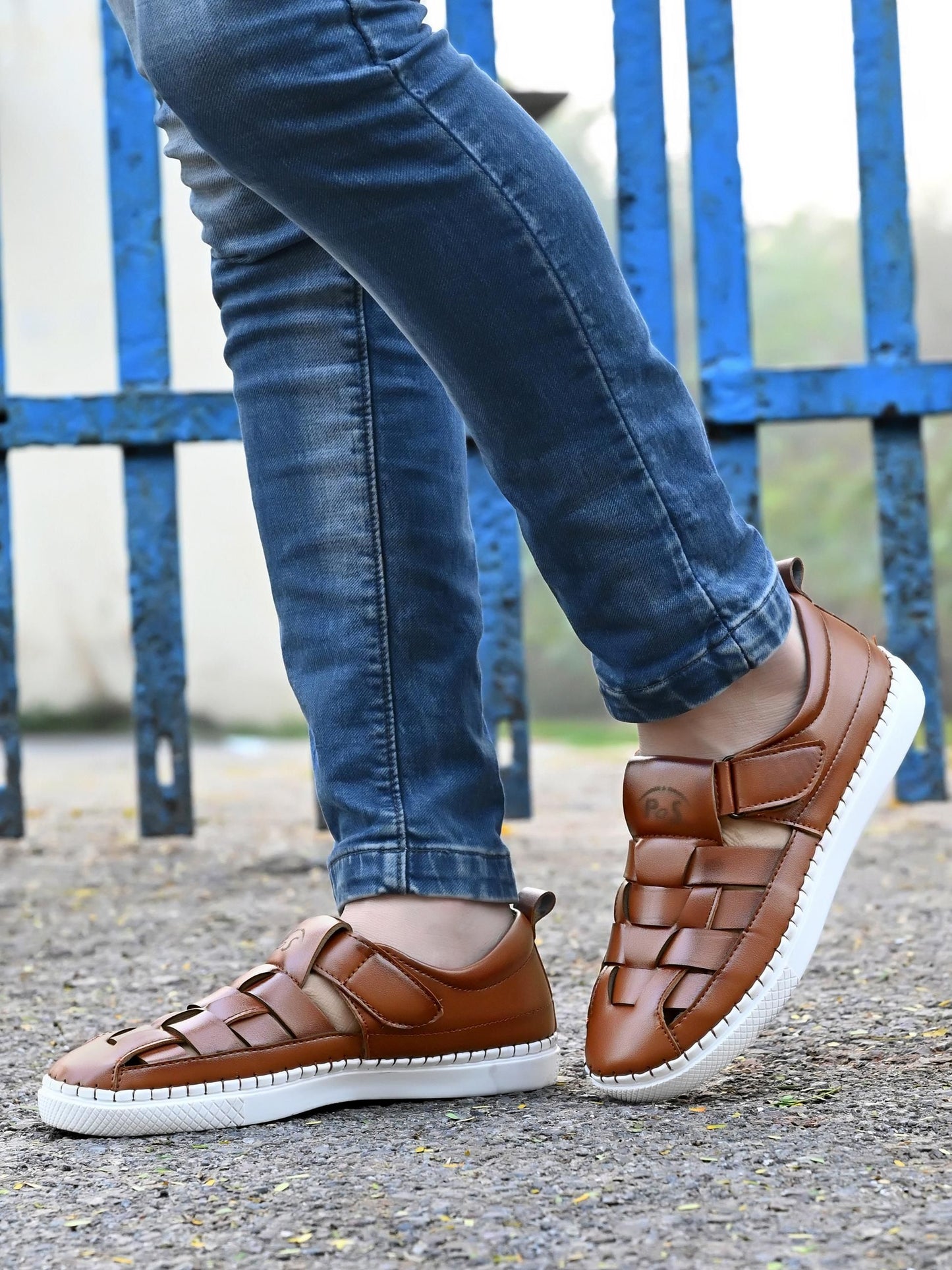 Mens Casual PU Leather Tan Sandal