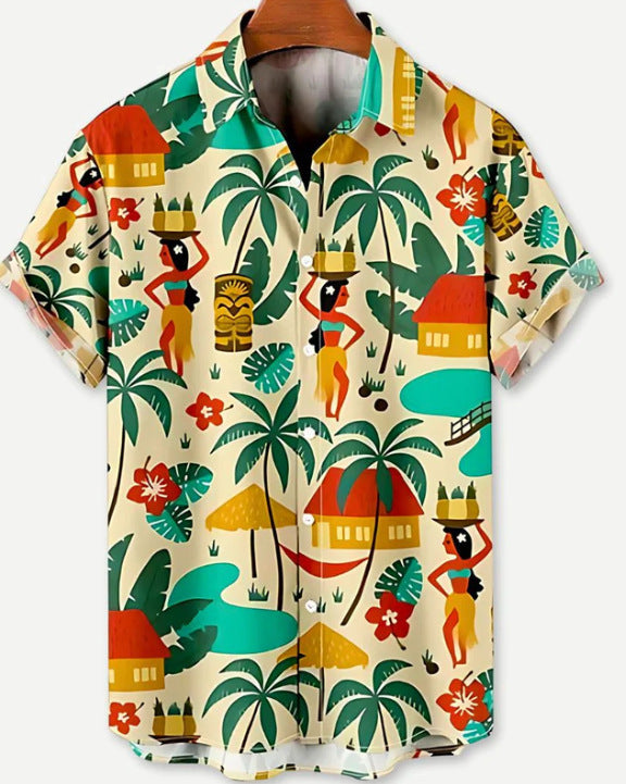 3D Fashion Summer Casual Printed Hawaiian Shirt Men Vacation Seaside