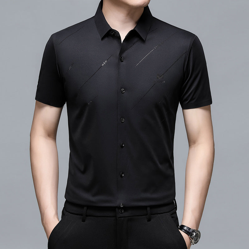 Summer New Men's Short-sleeved Shirt Seamless Business Shirt