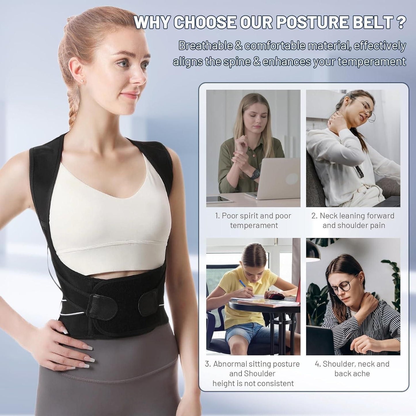 Adjustable Back Posture Corrector/ Slouching Relieve Pain Belt Women Men