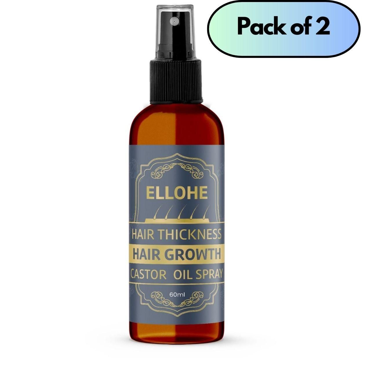 ELLOHE Hair Thickness Hair Growth Castor Oil Spray 120ml Pack of 2