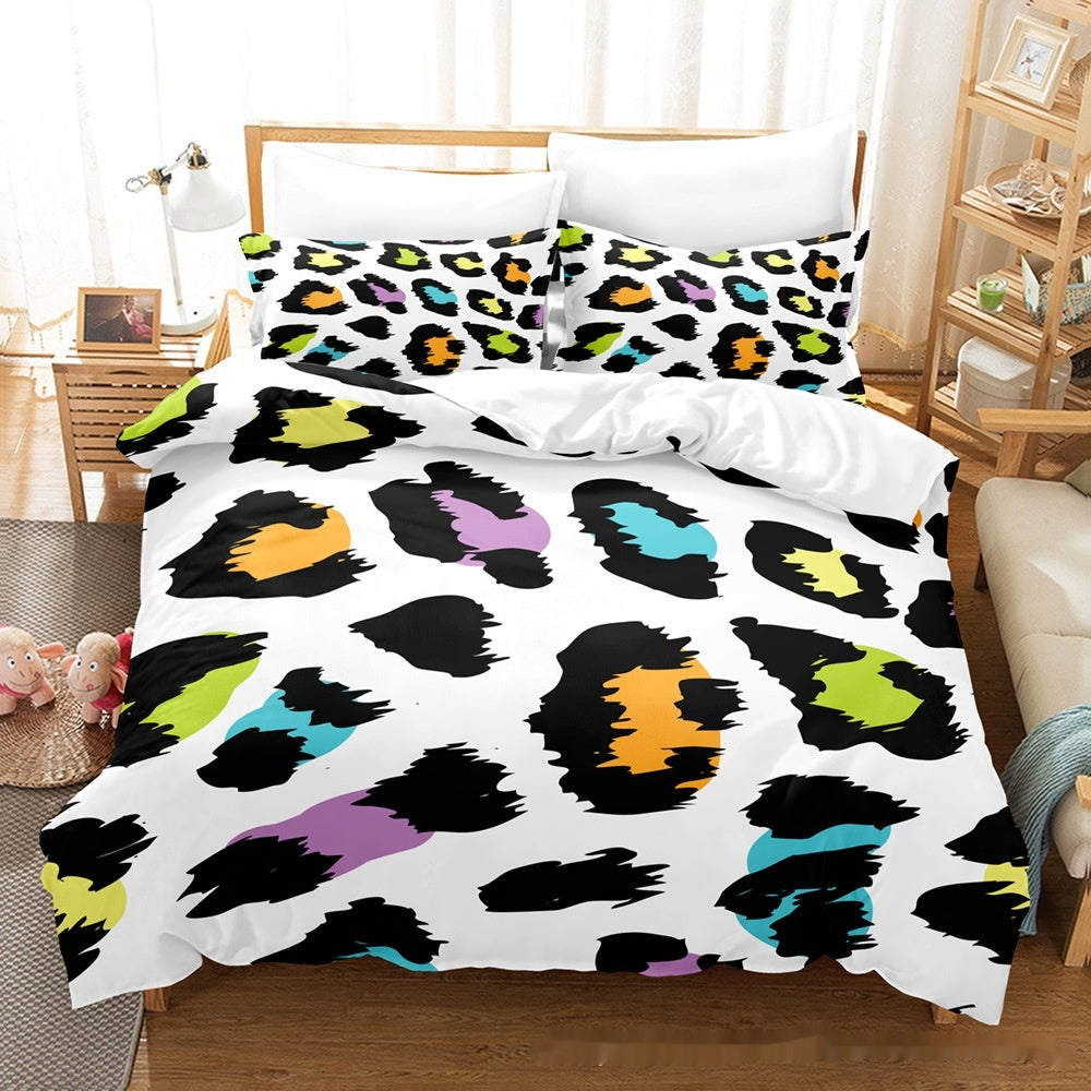 Printed Home Textile Animal Fur Grain Duvet Cover Pillowcase Three-piece Set