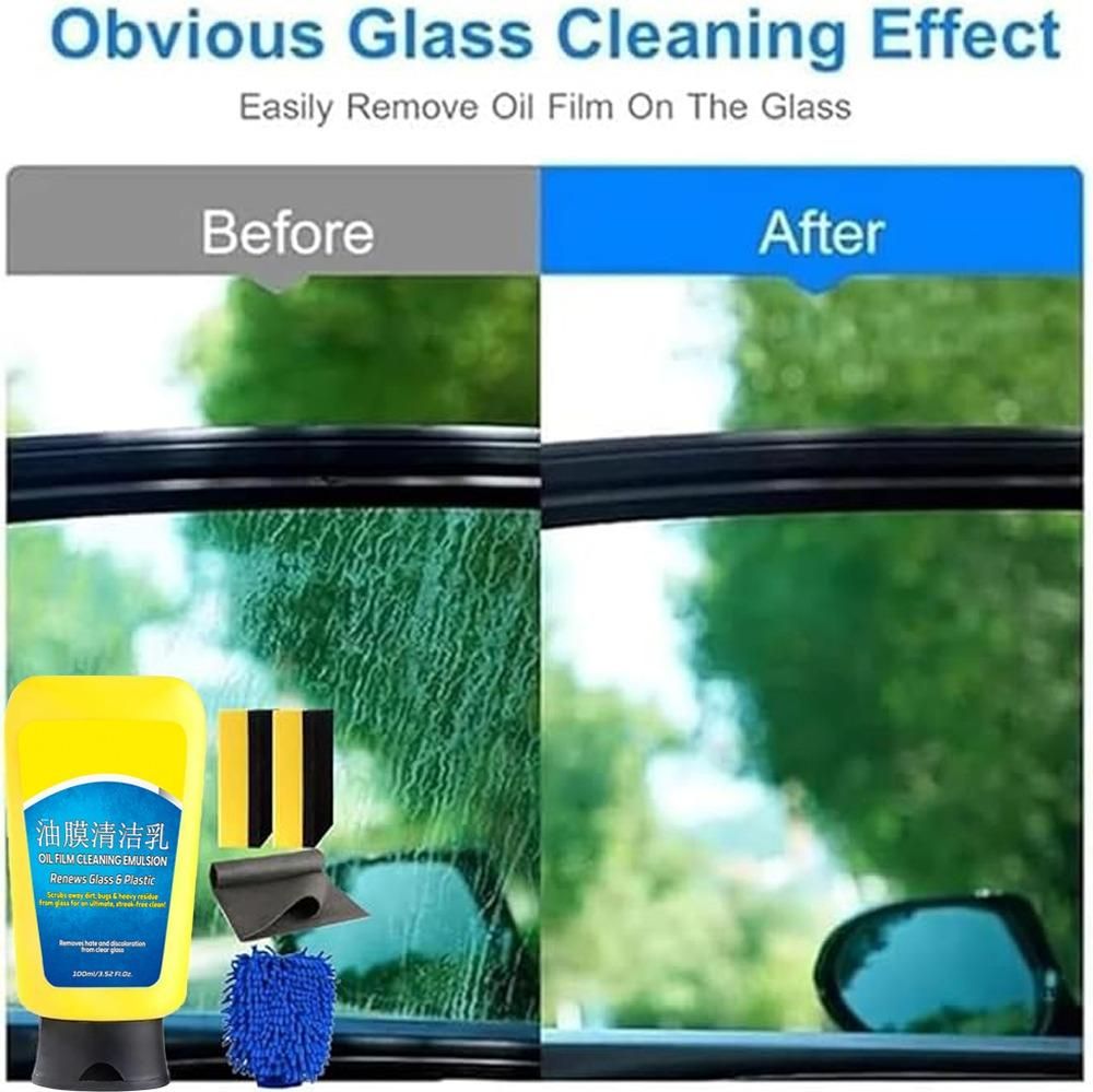 Car Oil Film Cleaning Emulsion Renews Glass & Plastic 100ML (Pack of 2)