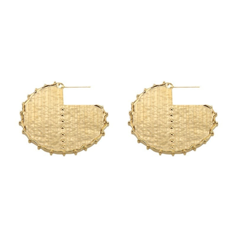 French Style European And American Retro Design Earrings Women's Handmade Irregular Texture