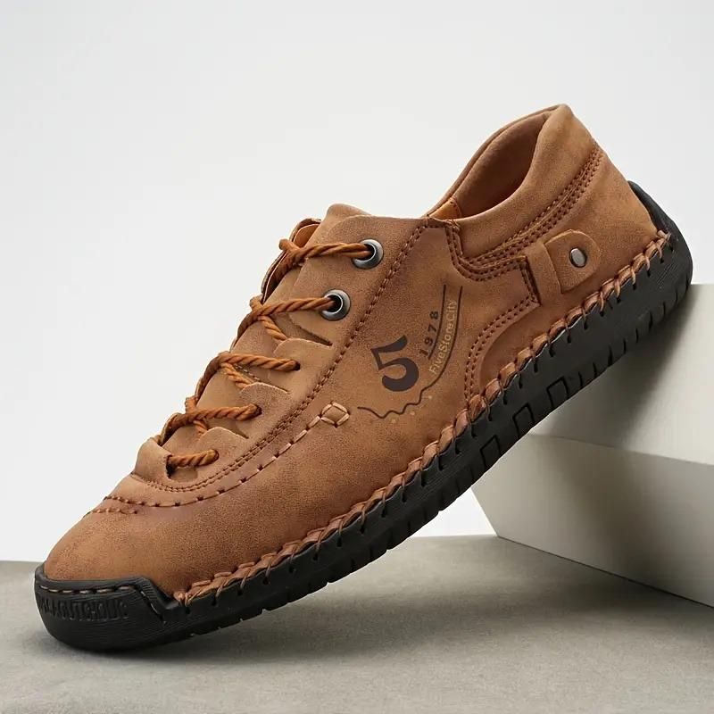 Men's Casual Leather Tan Shoes Lightweight