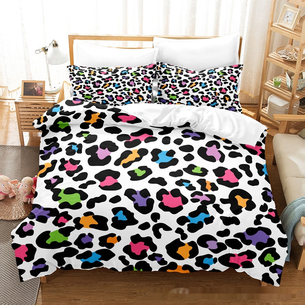 Printed Home Textile Animal Fur Grain Duvet Cover Pillowcase Three-piece Set