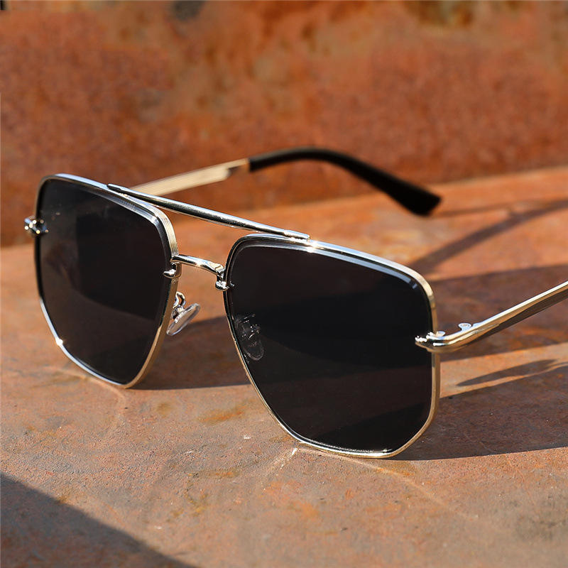 Men's Double Bridge Gradient Cut Sunglasses