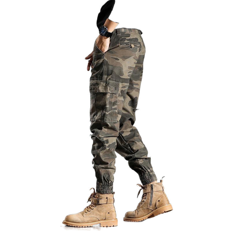 Men's Spring And Autumn Camouflage Loose Ankle Banded Working Pants