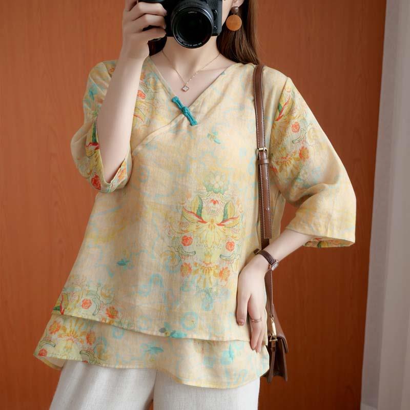 Chinese Style Retro Anti-aging Temperament Shirt Women's Summer Loose