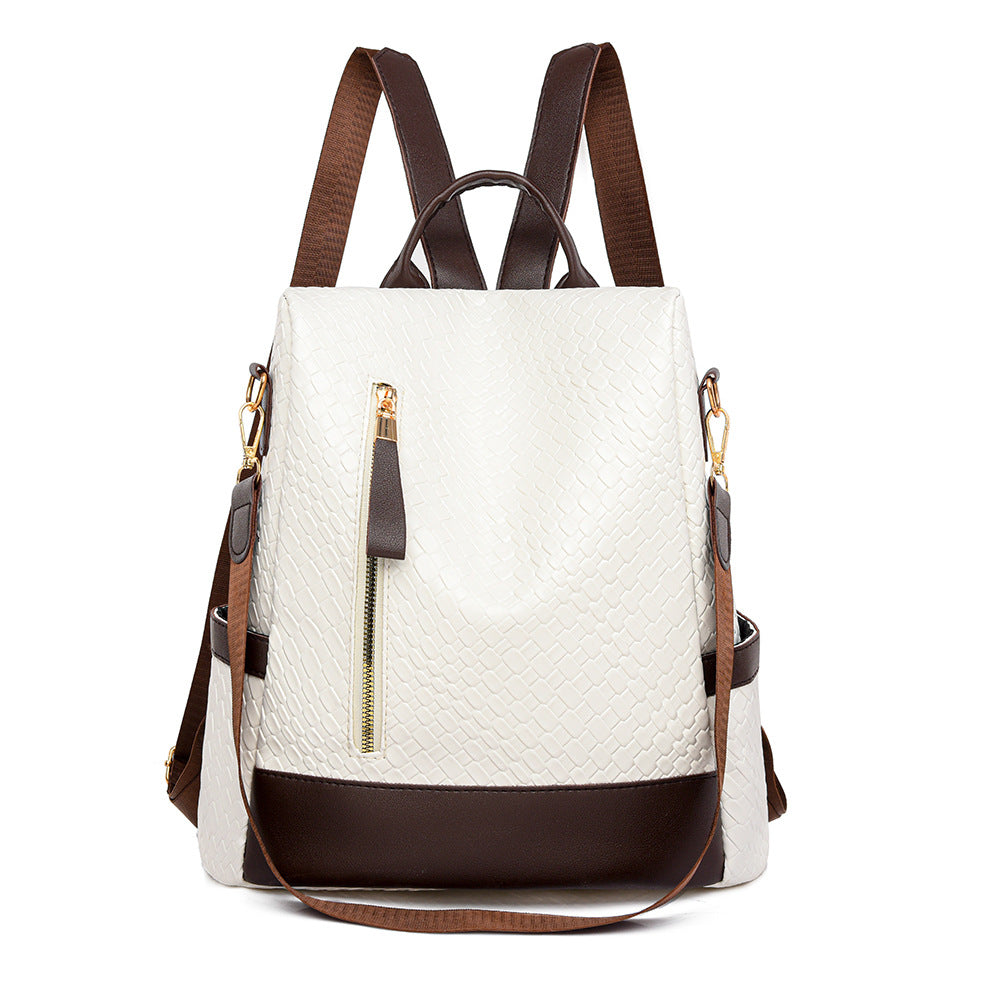 Soft Leather Women's Fashion Woven Backpack