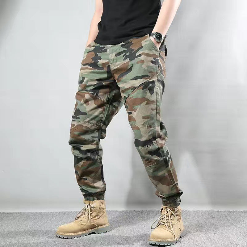 Men's Spring And Autumn Camouflage Loose Ankle Banded Working Pants