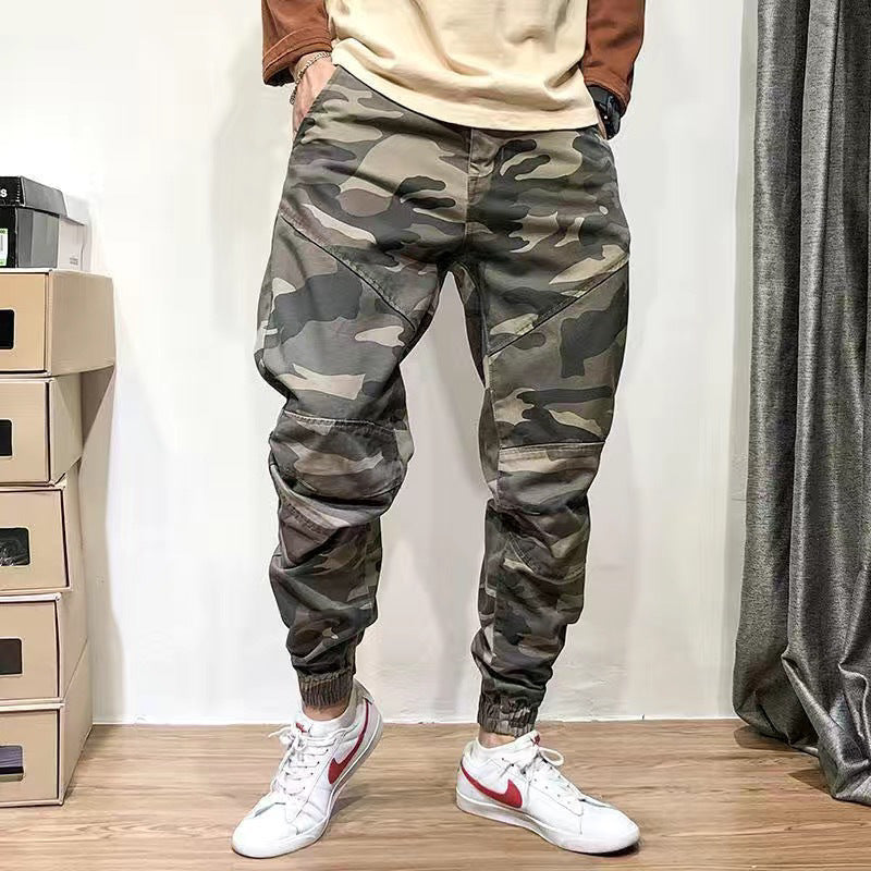 Men's Spring And Autumn Camouflage Loose Ankle Banded Working Pants