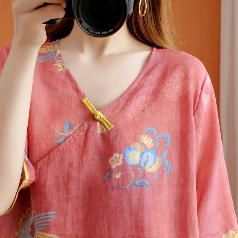 Chinese Style Retro Anti-aging Temperament Shirt Women's Summer Loose