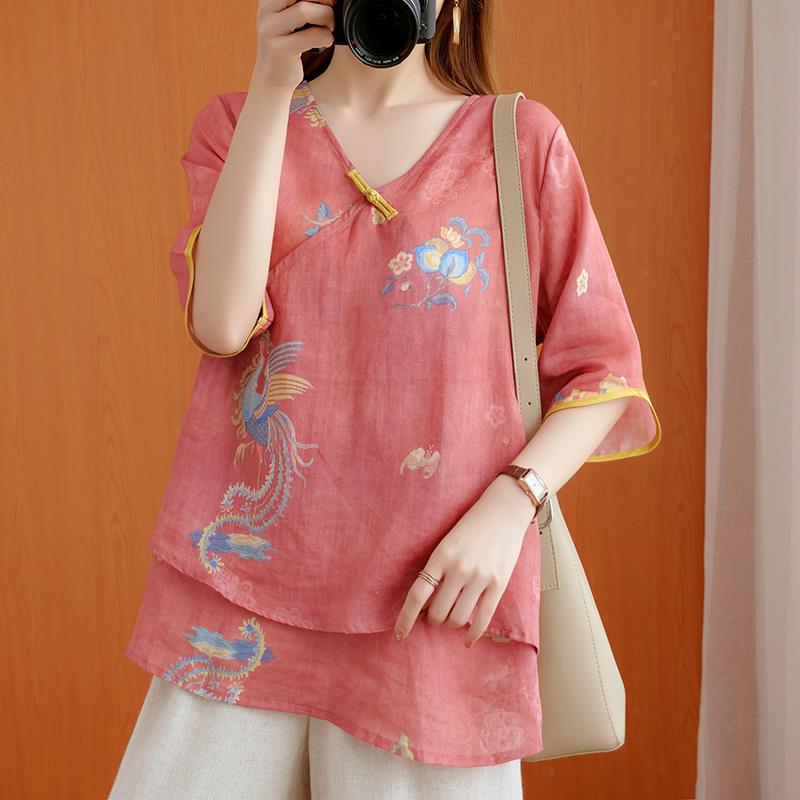 Chinese Style Retro Anti-aging Temperament Shirt Women's Summer Loose