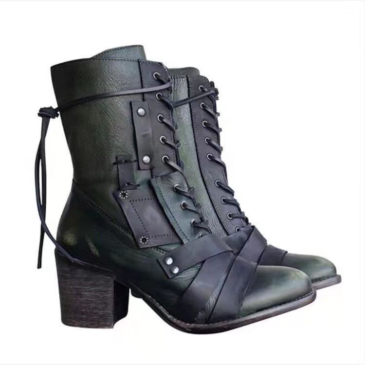 High Heel Pointed Plus Size Women's Boots Middle Tube Leather Boots