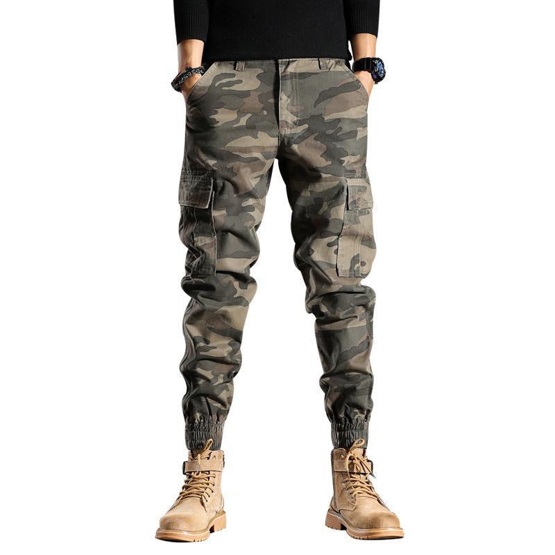 Men's Spring And Autumn Camouflage Loose Ankle Banded Working Pants