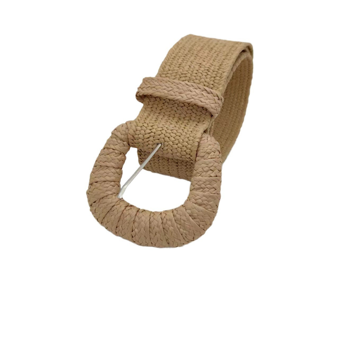 Women's Woven Buckle Pp Grass Woven Decorative Belt Simple All-match Dress Belt