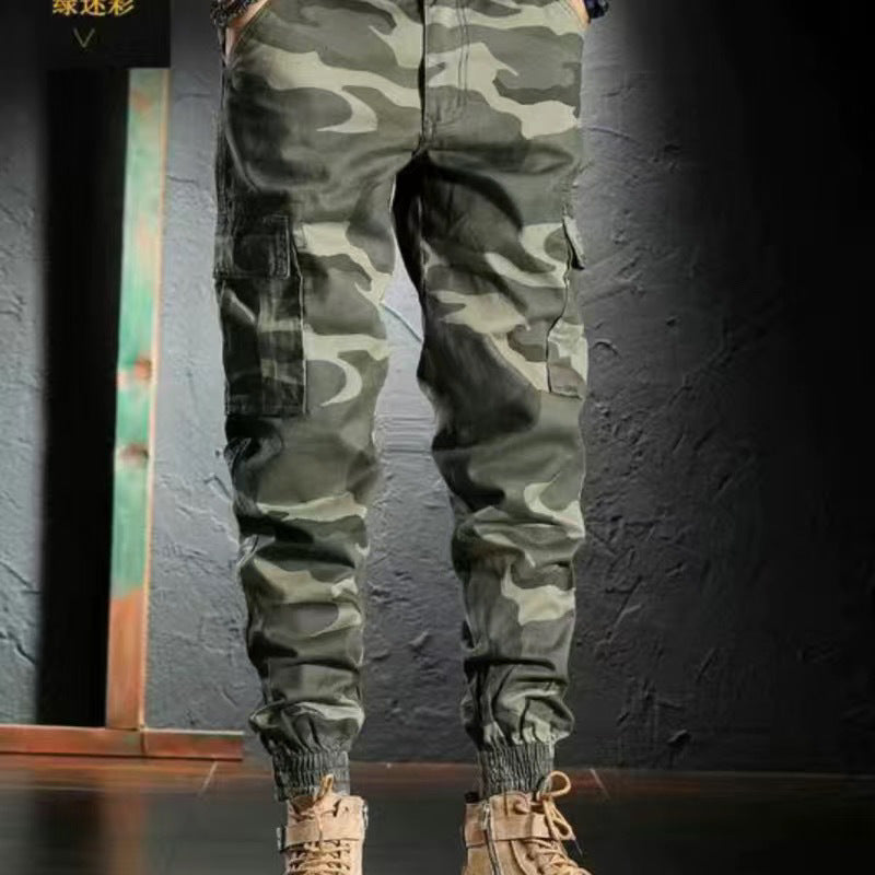 Men's Spring And Autumn Camouflage Loose Ankle Banded Working Pants