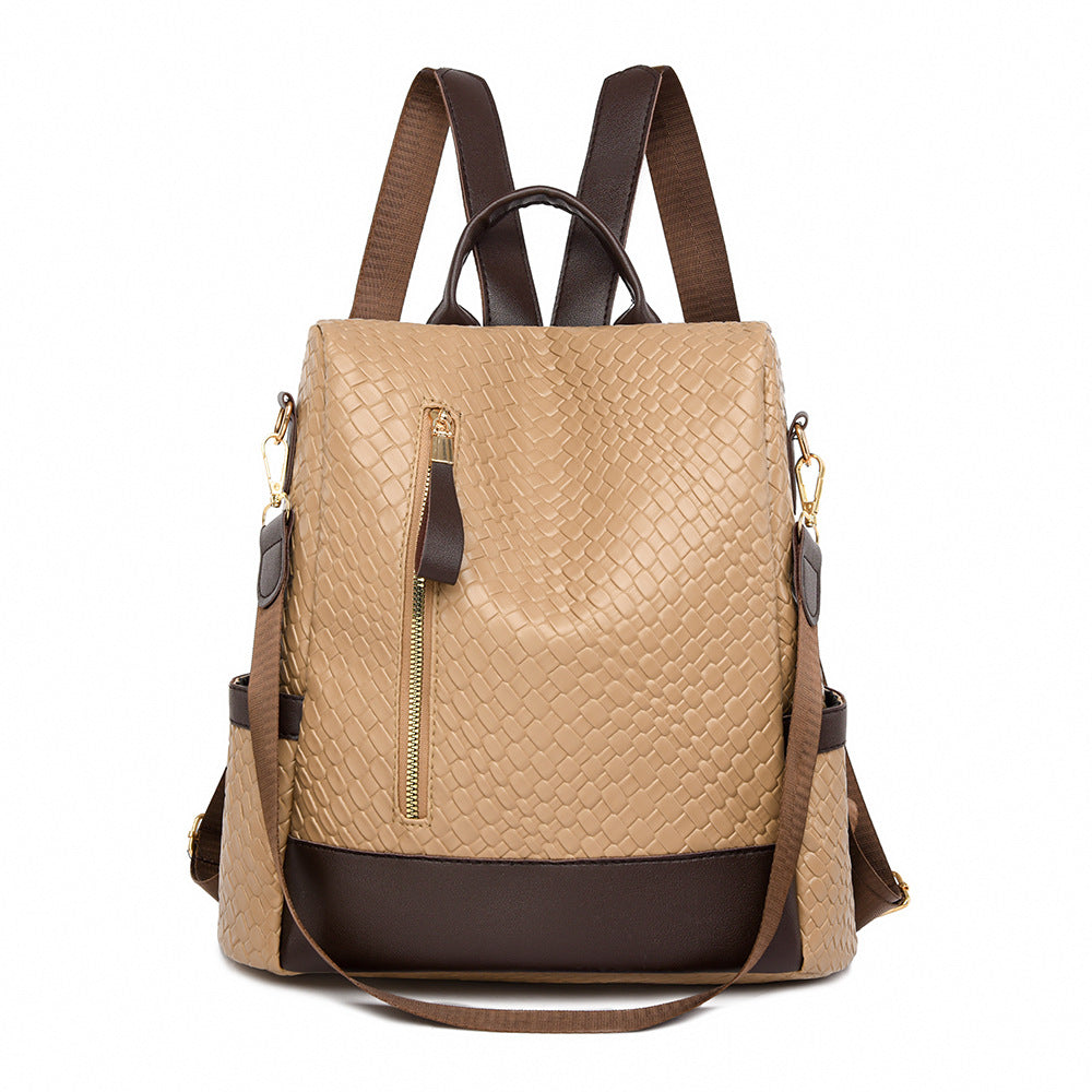 Soft Leather Women's Fashion Woven Backpack